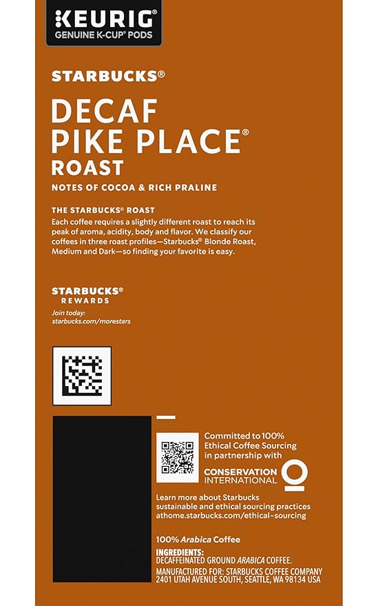 Starbucks Decaf Pike Place Roast K Cups 24 Count (Pack of 2)
