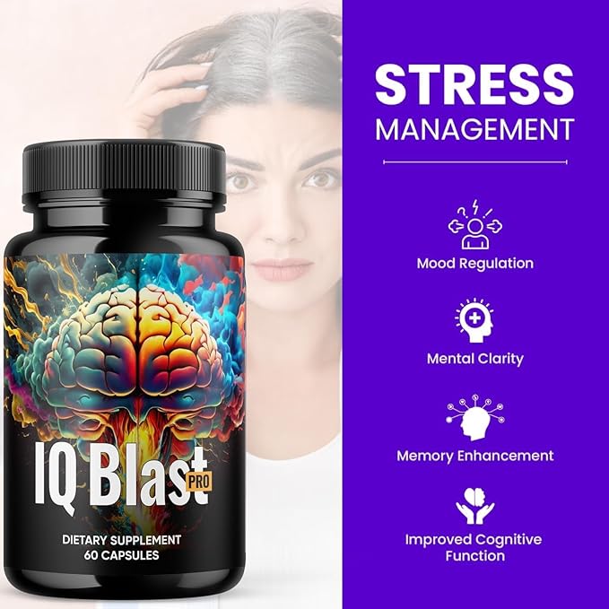 Official - IQblast Pro Supplement Capsules Brain Pills for Memory and Focus IQblastpro Blaster Premium Clarity Support Advanced Formula Reviews All Natural Ingredients (5)
