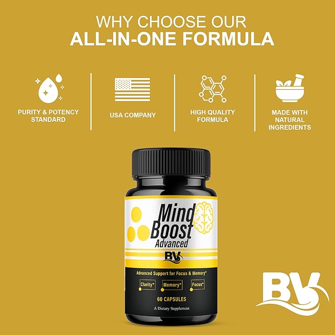 BLUE VIBE Mind Boost Premium Health &amp Wellness Nootropic Supplement MindBoost Advanced All Natural Health Management &amp Overall Wellness Support Supplement Formula Pills (5 Pack - 300 Capsules