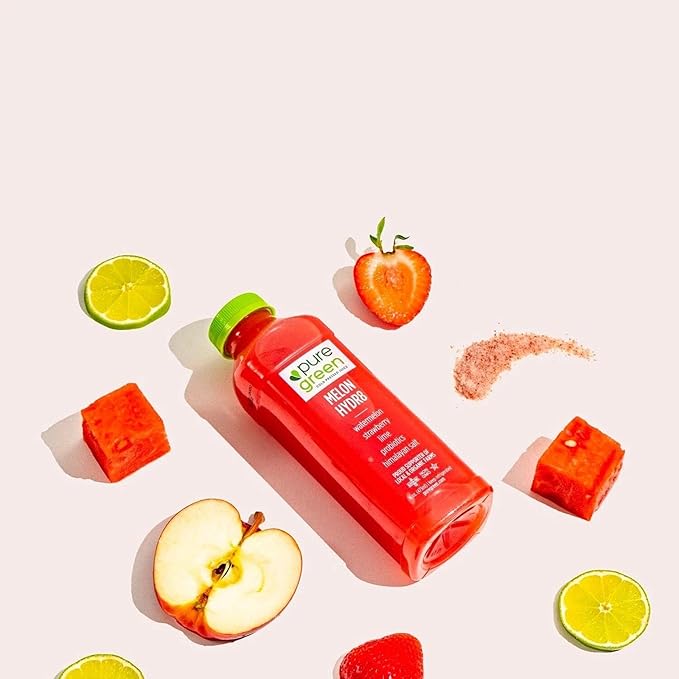 Pure Green Cold Pressed Juice - Melon Hydr8 - Fresh Functional Blend with Watermelon Strawberry Lime- Natural Gluten Free Non-GMO No Artificial Colors or Flavors - Made from Real Fruits &amp Veg