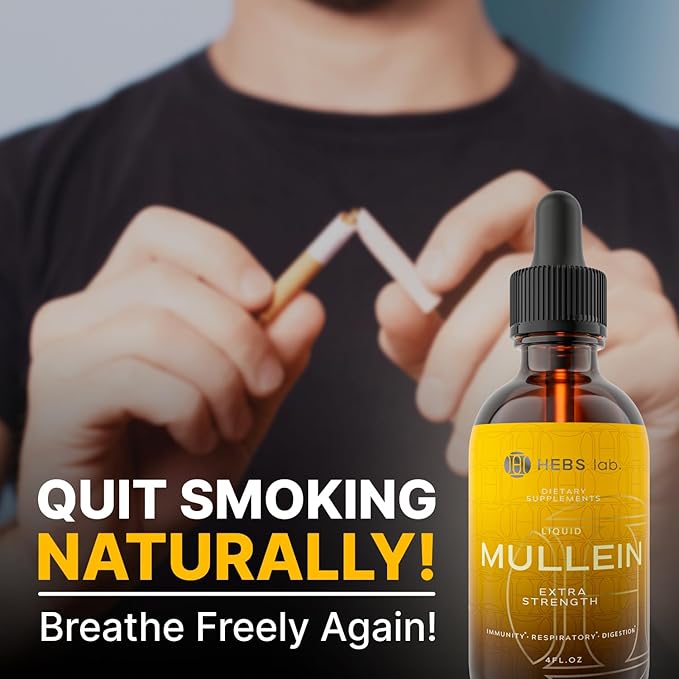 Mullein Leaf Extract for Lung Cleanse and Health - Mullein Drops Made in USA - Lung Support Supplement - Herbal Respiratory Support - Mullein Extract Tincture 4 Fl Oz