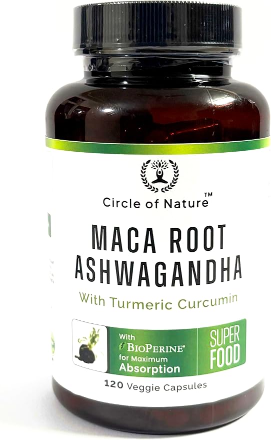 Maca Root Ashwagandha Root Extract Capsules for Men &amp Women with Turmeric Curcumin and Bioperine 120 Capsules Made in USA