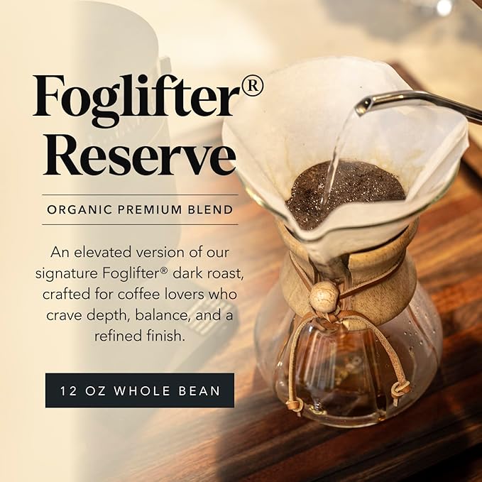 Carmel Valley Coffee Roasting Foglifter® Reserve – Whole Bean Organic Medium Dark Roast Coffee Connoisseur's Premium Blend Citrus Zest &amp Toffee Notes 12 Ounce Bag (2 Pack)