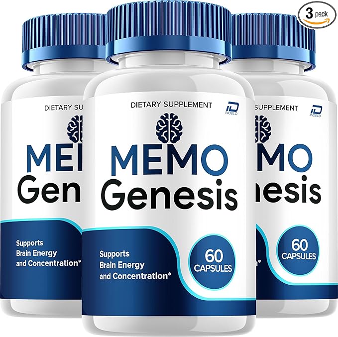 Memo Genesis Supplement Capsules – MemoGenesis Natural Blend Formula Focus Memory Support and Reviews (3 Pack – 180 Capsules)