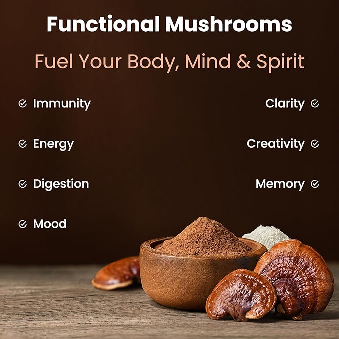 NutraChamps Organic Mushroom Powder - 10-in-1 Complex - Mushroom Supplement Powder Blend for Memory Focus &amp Immune Support - 8oz (8.0 OZ Mushroom Blend)