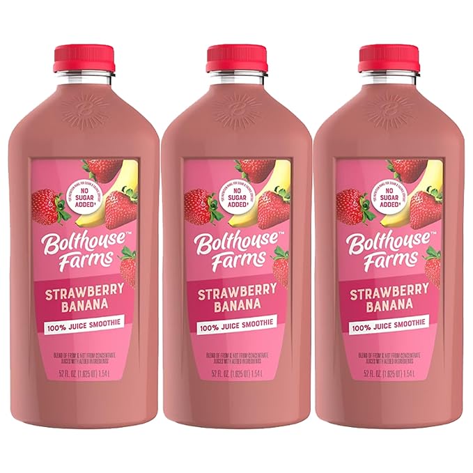 Bolt house Farm Strawberry Banana 100% Fruit Juice Smoothie 52 oz (Pack of 3)