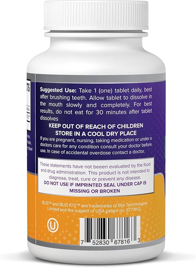 Oral Probiotic Supplement with BLIS K12 4 Billion CFU - Doctor Formulated 30 Day Supply Bottle for Bad Breath Strep Cavities Gum and Oral and Dental Health - Sugar Free - USA Made - 24 Pack