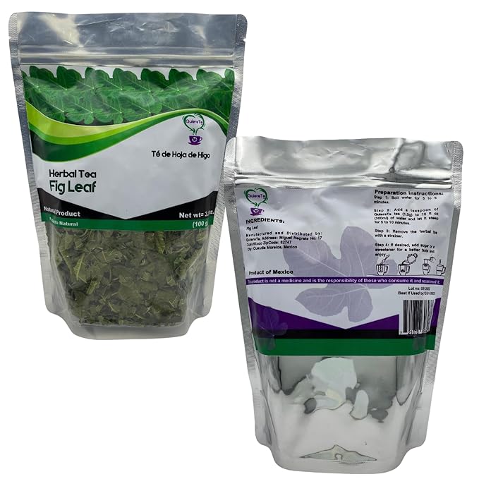 Fig Leaf Tea Hoja de Higo Quiere Te 3.5 oz (100 grams) 2 Pack Up to 132 Cups Crushed Fig Leaf Tea Loose Leaves 100% Natural Resealable Bag Product From Mexico Herbal Tea Fig Infusion Comb