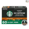 Starbucks K-Cup Coffee Pods Medium Roast Coffee With 2X Caffeine House Blend For Keurig Coffee Makers 100% Arabica 6 Boxes (60 Pods Total)