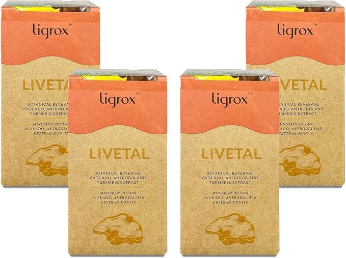 WELLOUS Tigrox Livetal with Avocado Turmeric Extract Plant-Based Wellness &amp Vitality Support 20 Sachets/Box (Pack of 4)