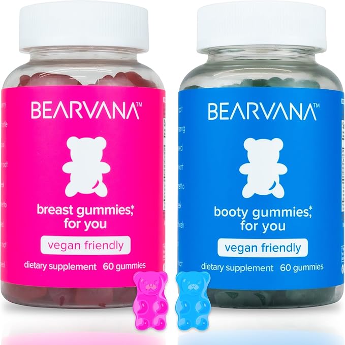 BEARVANA Top &amp Peach Support Combo Pack Multivitamin Gummies for Women | Includes Herbal Extracts &amp Essential Vitamins | Berry Flavor | 2-Pack (120 Gummies)