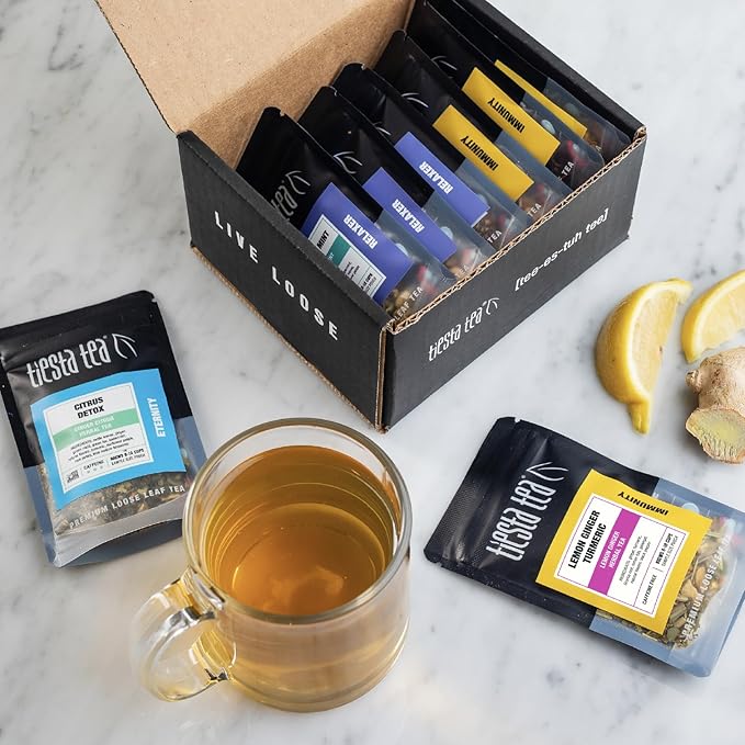 Tiesta Tea - Wellness Tea Sampler Dry Flight Set Loose Leaf High to No Caffeine Makes Hot &amp Iced Assorted Brew Sets with Herbal Chai Fruit Drinks &amp More 8 Resealable Sample Pouches