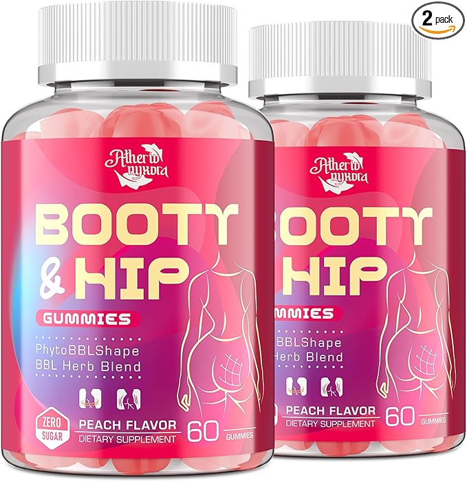 Booty Gummies for Women - BBL Gummies with Bovine Collagen Peptides - Herbal Blend with Aguaje Fenugreek Kwao Krua Wild Yam Blessed Thistle Vitamin C &amp Zinc - Delicious Peach Flavor(120 Count