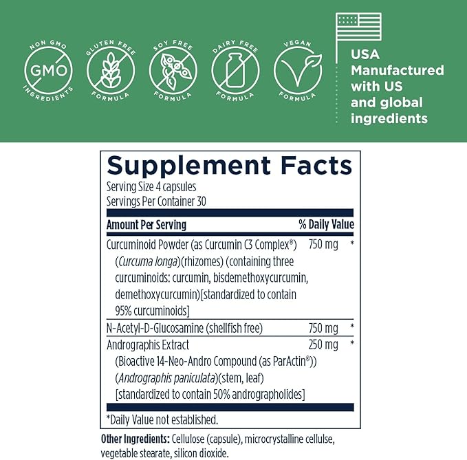 Designs for Health ImmunoMod-A - Immune Support Supplement - Curcumin C3 Turmeric Complex NAG Andrographis + N-Acetyl-D-Glucosamine - Non-GMO Vegan + Gluten Free (120 Capsules)