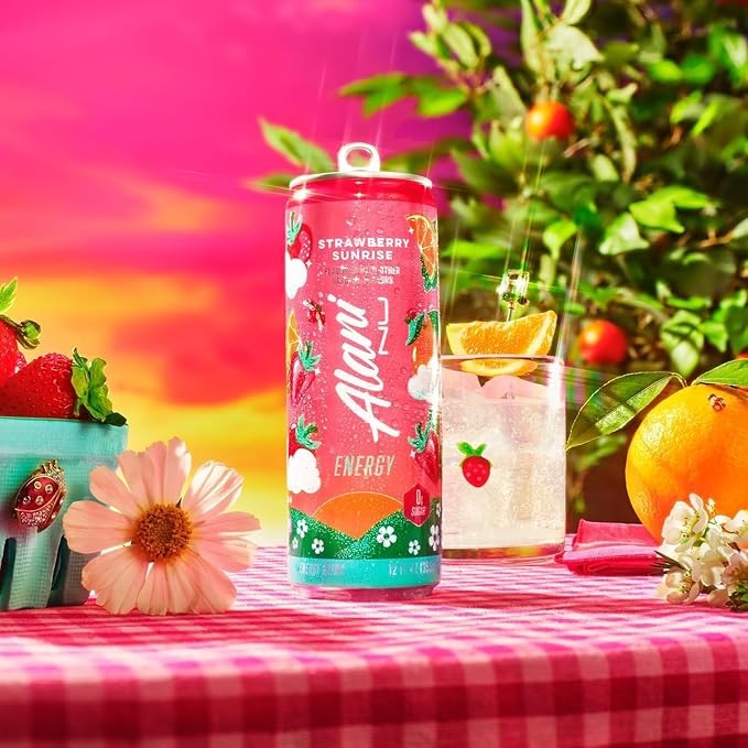 New Alani Energy Drinks Strawberry Sunrise Watermelon Wave Pink Slush Flavors Variety Pack Sugar-Free Low-Calorie 200mg Caffeine Energy Boost Drink 12 fl oz (Pack of 6)