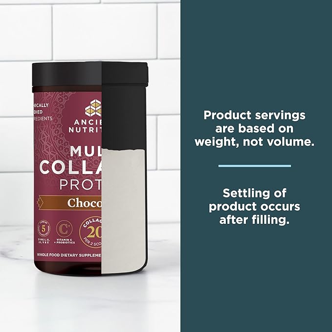 Ancient Nutrition Collagen Peptides Powder Multi Collagen Protein Women &amp Men Vitamin C Probiotics Hydrolyzed Collagen Supports Skin Joints Gut Health Chocolate 24 Servings