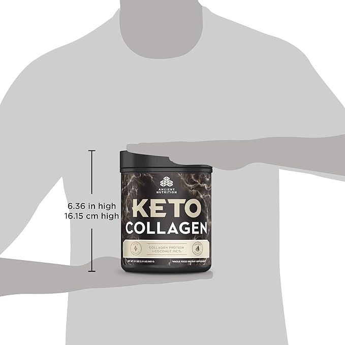 Ancient Nutrition Keto Collagen Powder Drink Mix Keto Diet Supplement with MCT Hydrolyzed Collagen Peptides to Support Healthy Skin and Joints 30 Servings 19 oz (Packaging May Vary)