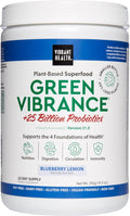 Vibrant Health Green Vibrance Superfoods Powder with 70+ Plant-Based Whole Foods &amp 25 Billion Probiotics Per Serving Blueberry Lemon 25 Servings