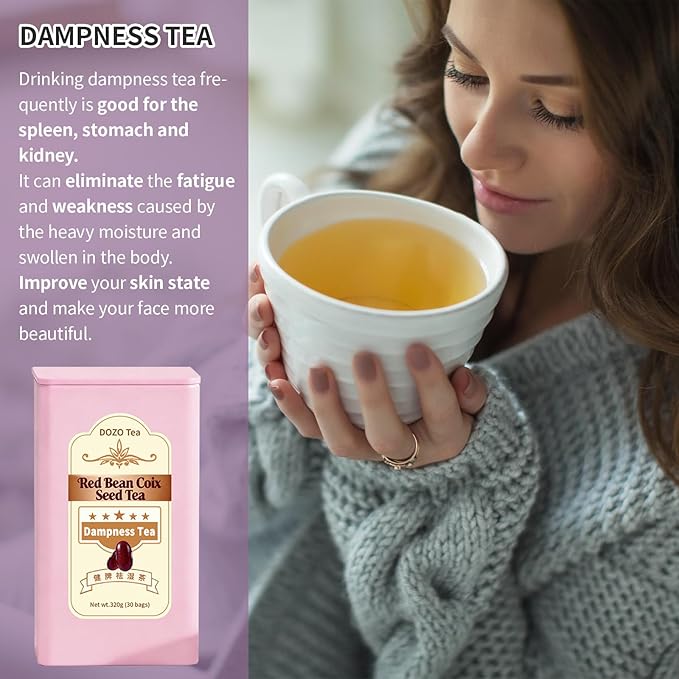 DOZO Dispelling Dampness Tea 11.28oz/320g (30bags) Herbal Health Shiqing Tea Bags Moisture Removing with Red Beans Job's Tears Barely Gorgon Caffeine Free 祛湿茶 去湿 赤小豆薏米芡实茶