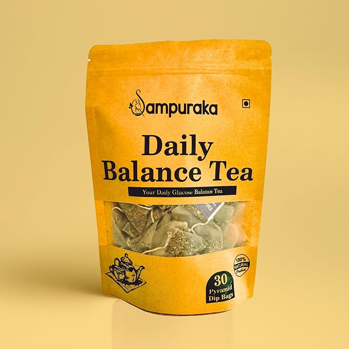 Daily Balance Tea - Natural Herbal Tea with Moringa Gymnema Jamun seeds Cassia Fenugreek Guava leaves Cinnamon - 30 Pyramid Tea Bags (1)