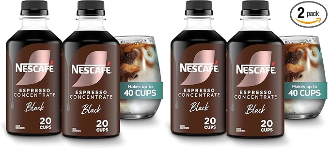 NESCAFÉ Espresso Concentrate Black Instant Espresso Coffee Concentrate Cold Brew Style Iced Coffee Style Drinks  2 Bottles (10 Fl Oz Each) (Pack of 2)