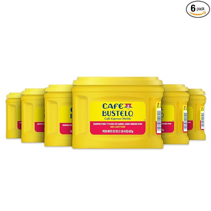 Café Bustelo Espresso Ground Coffee Dark Roast 22 Ounce Canister 6 Count Case