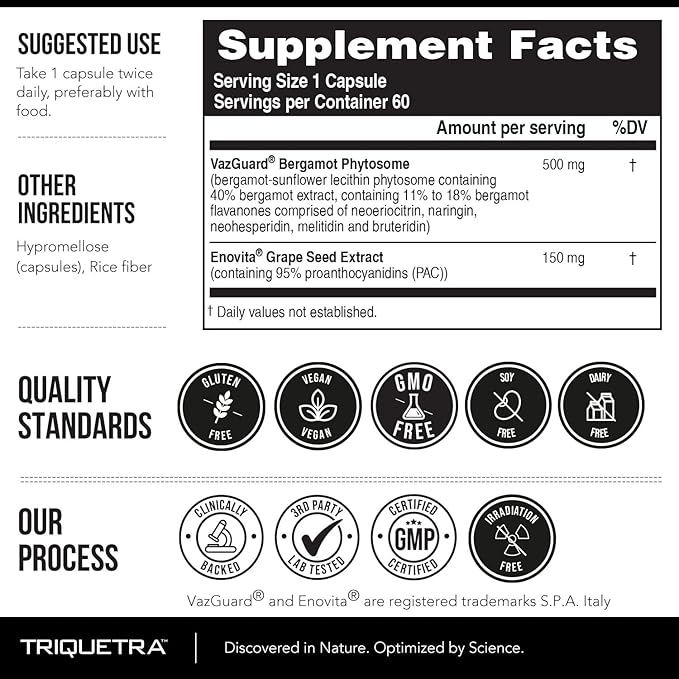 SoActive Bergamot: 2.5X More Effective Italian Citrus Bergamot Phytosome - Clinically Validated | Enhanced with Grape Seed Extract - Supports Cholesterol &amp Weight Management (60 Capsules)