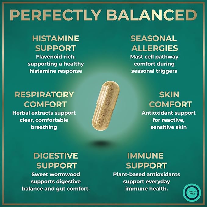 Histamine Block Flavonoids Supplements - Quercetin Nettle Atermesia Natural Source Flavonoids - Seasonal Allergy Balance Supplements Histamine Blocker - 60 Homeopathic Allergy Relief D-Hist Caps