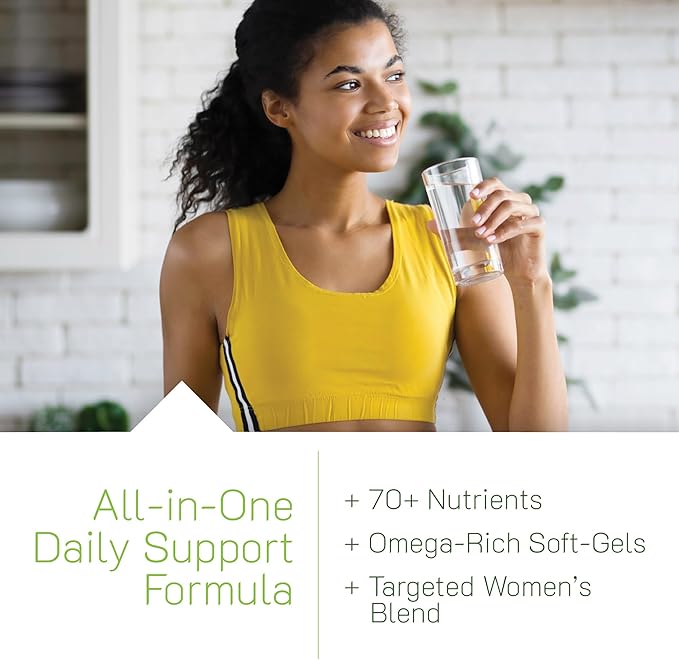 Irwin Naturals Women’s Living Green Liquid-Gel Multi - Whole Food Multivitamin for Women with 70 Nutrients Omega Oils &amp Greens Blend - Liquid Soft-Gels with BioPerine® for Absorption - 120 Count
