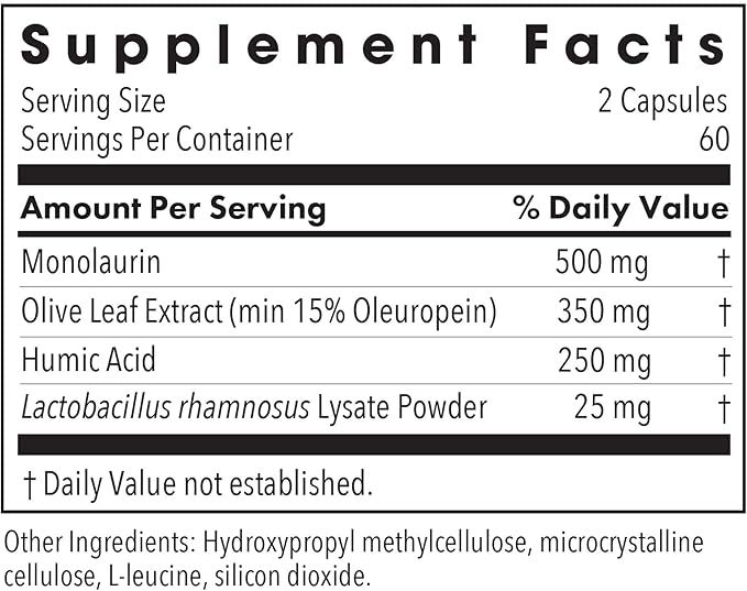 Allergy Research Group Humic-Monolaurin Complex - Immune System Support Humic Acid Supplements with Olive Leaf Vegetarian Capsules - 120 Count