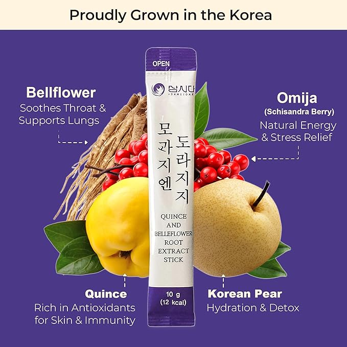 SAMSIDAE Korean Bellflower Root Juice with Pear &amp Quince (10ml X 30 Pouches) – Naturally Sweet Fiber-Rich Drink for Daily Wellness