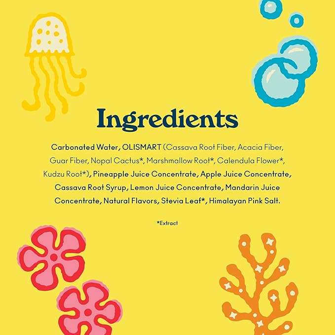 OLIPOP Prebiotic Soda Pop SpongeBob Pineapple Paradise Pantry Pack Packed with Prebiotics Fiber and Botanicals Gluten Free GMO Free 12oz Skinny Can (12-Cans)