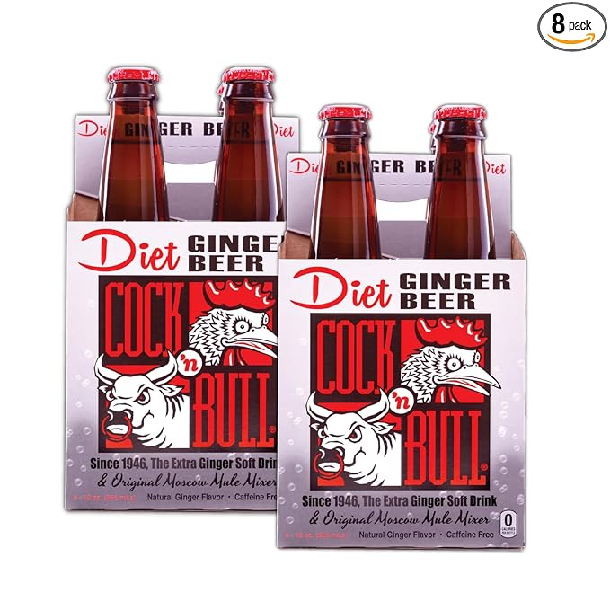 Cock-N-Bull Diet Ginger Beer 8/12 fl. oz. (355 ml) Glass Bottles (8-Pack)