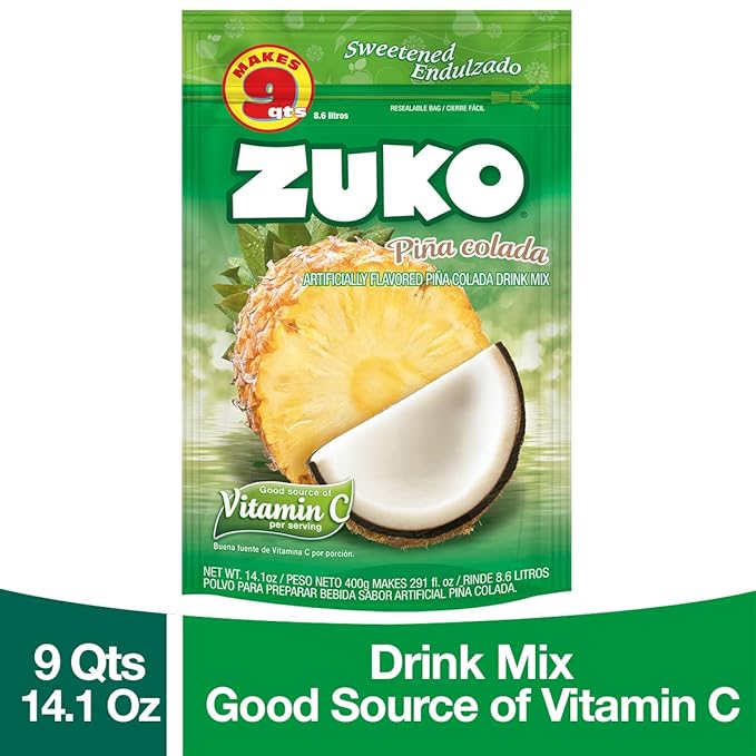 Zuko Pineapple Coconut Instant Powder Drink | Family Pack | No Sugar Needed | Vitamin C | 14.1 Ounce (Pack of 6)