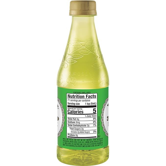 Rose's Sweetened Lime Juice 12 fl oz bottle (Pack of 6) Made with Real Lime Juice Mixer to Add to Cocktails and Non-Alchoholic Drinks Trusted by Bartenders