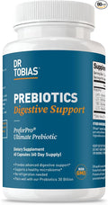 Dr. Tobias Prebiotics Digestive Support Advanced Prebiotic Supplement for Gut Health Immune Function &amp Boost for Probiotics for Women &amp Men Vegan Non-GMO 60 Capsules 60 Servings