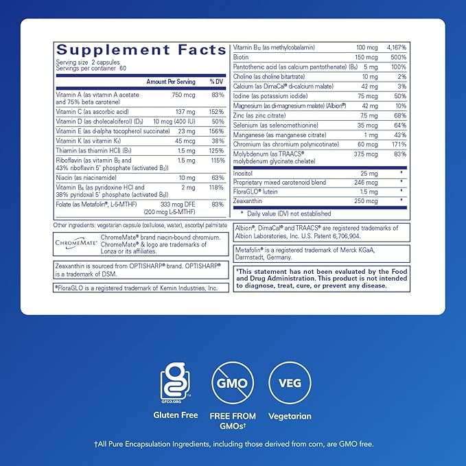 Pure Encapsulations Junior Nutrients - Kids &amp Teens Multivitamin - Without Iron - with Calcium Vitamin D3 &amp Vitamin C - Non-GMO &amp Vegetarian - 120 Capsules