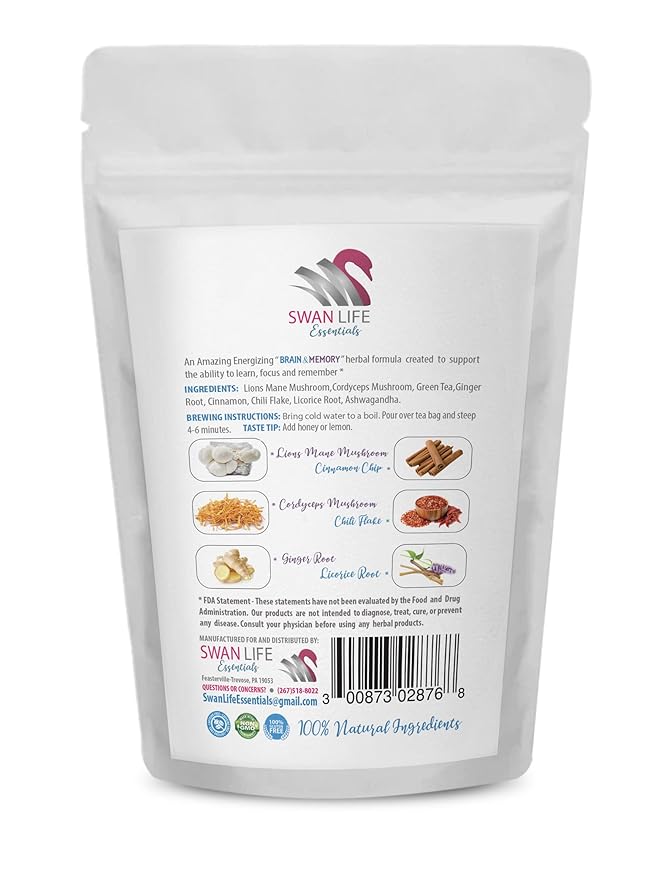 brain boost green tea - BRAIN AND MEMORY TEA HERBAL 14 days non gmo gluten free with ginger cinnamon ashwagandha - ginger tea herbal 1 Bag