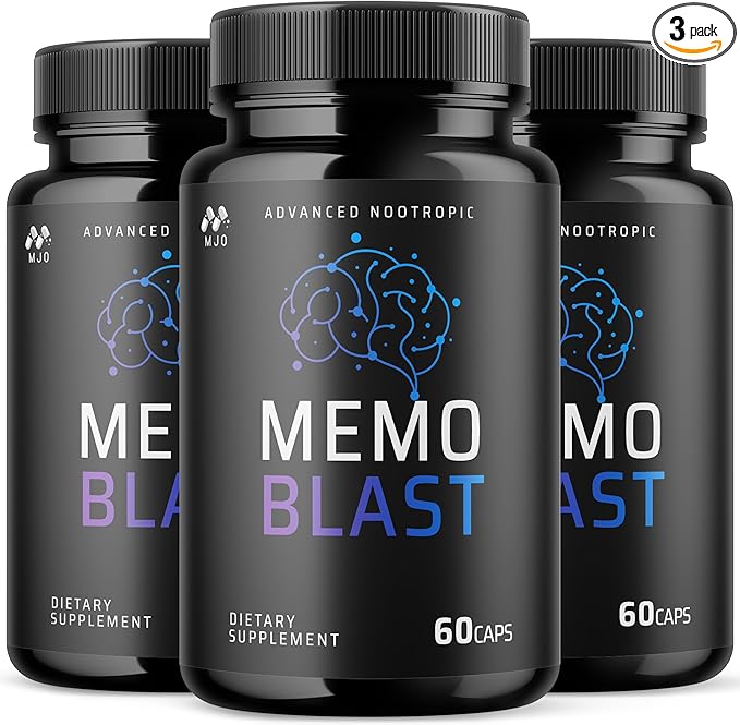 (3 Pack) Memo Blast Capsules Official MemoBlast Supplement Pills with All Natural Ingredients Memo Blast Advanced Brain Health &amp Wellness Support with Premium Vitamins for Women &amp Men (180 C