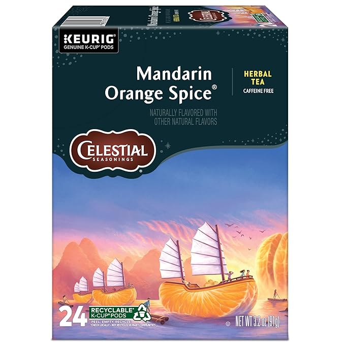 Celestial Seasonings Mandarin Orange Spice Herbal Tea Single-Serve Keurig K-Cup Pods 96 Count