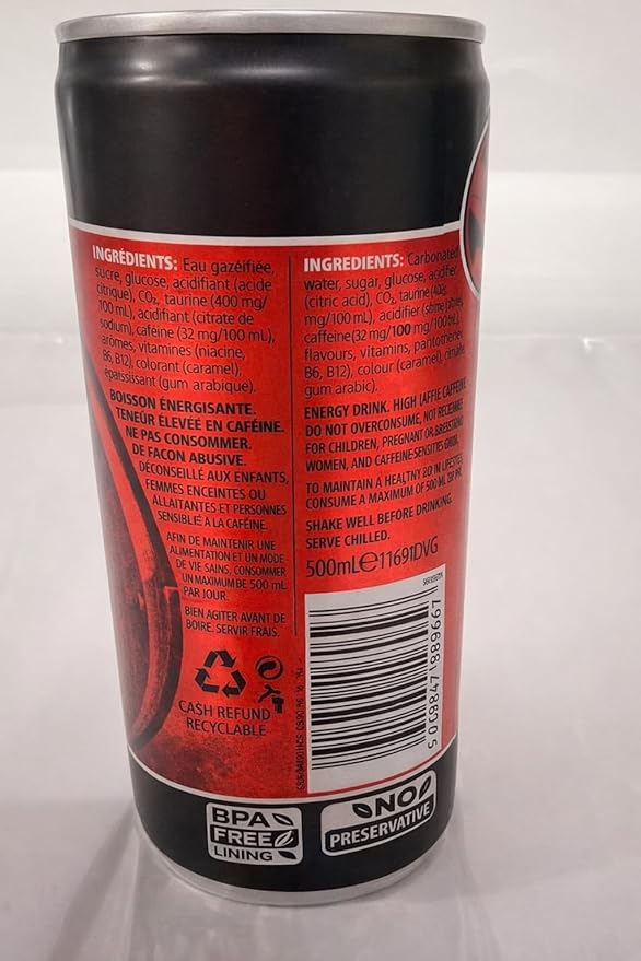 HELL CLASSIC Energy Drink | +20% More Caffeine | Vitamins B2 B3 B6 B12 C &amp D | No Preservatives | Environmentally Friendly Packaging | 12 x 500 ml | Compatible with HELL Energy