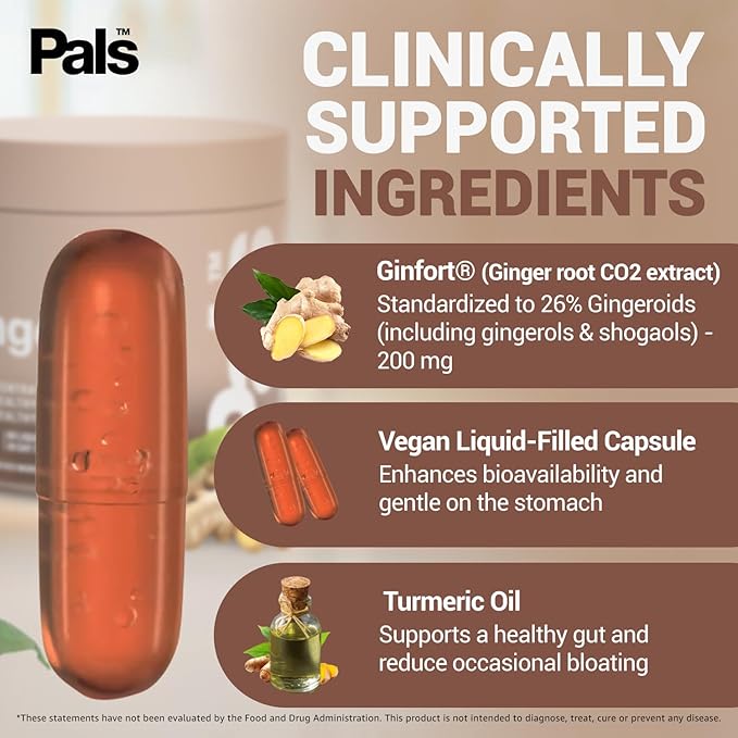 Pure Ginger Root Capsules Enh-12x: Ultra Potent 26% Gingeroids Extract Vegan Ginger Supplements for Nausea Bloating &amp Menstrual Cramps Natural No Fillers Non-GMO (30 Days)