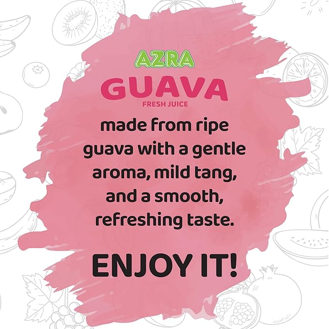 AZRA 100% Guava Juice – 500ml Cans Exotic Fruit Juice Beverages – Zero Sugar Drinks Healthy Guava Drink for Kids and Adults – Bulk 100% Juice Pack 12 Count