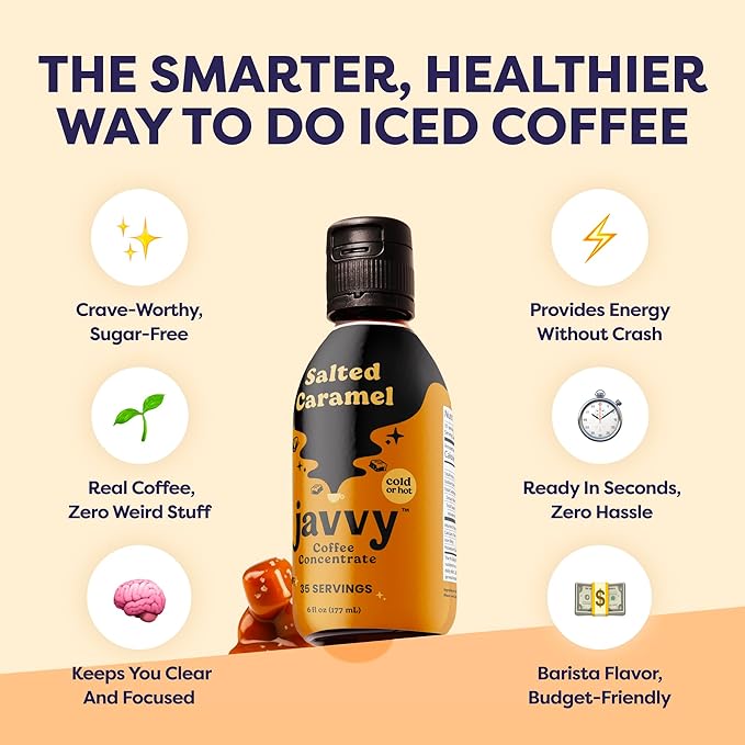 Coffee Concentrate - Limited Release Flavors - Cold Brew Coffee Perfect for Hot or Iced Instant Coffees Hot Drinks Cold Brew Concentrate 35 Servings - Salted Caramel