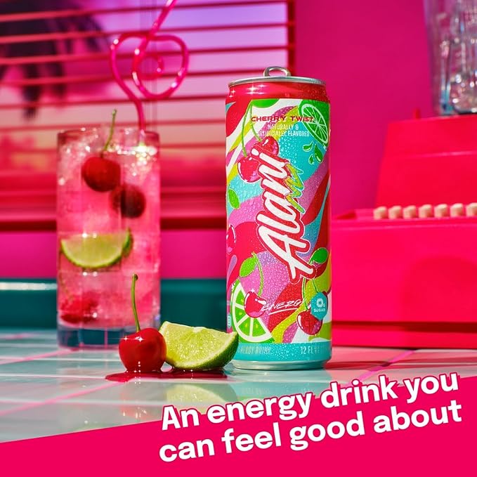 Alani Nu CHERRY TWIST Ice Sugar Free Low Calorie Energy Drinks | 200mg Caffeine | Antioxidants | Biotin B Vitamins | Zero Sugar | 15 Calories or Less | 12 Oz Cans | 24 Count
