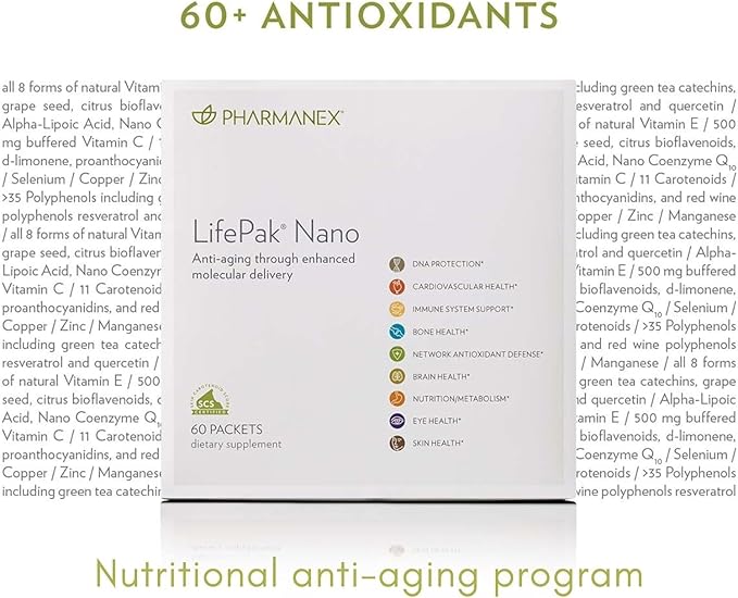 Nu Skin Pharmanex LifePak Nano | Daily Supplement with Essential Nutrients | Boosts Overall Health Immunity and Vitality | Convenient &amp On-The-Go Nutrient Packets for Active Lifestyles | 60 Pack