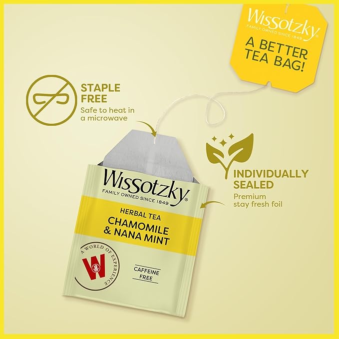 Wissotzky Chamomile Tea with Nana Mint (6 Pack = 120 Tea Bags) Caffeine Free Rich Tasting &amp Invigorating All Natural Flavors