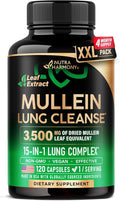 Mullein Leaf Extract for Lung Detox - Marshmallow Root | Echinacea | Oregano | Quercetin | NAC - 15-in-1 Lung Support &amp Cleanse for Smokers Supplement - Made in USA - As Drops Tincture - 120 Caps