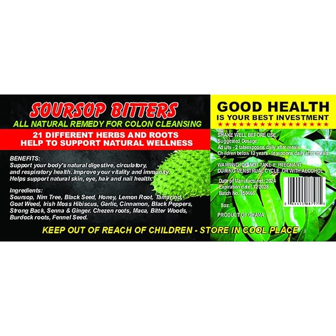 Generic Soursop Bitters 8 oz. Small Bottle