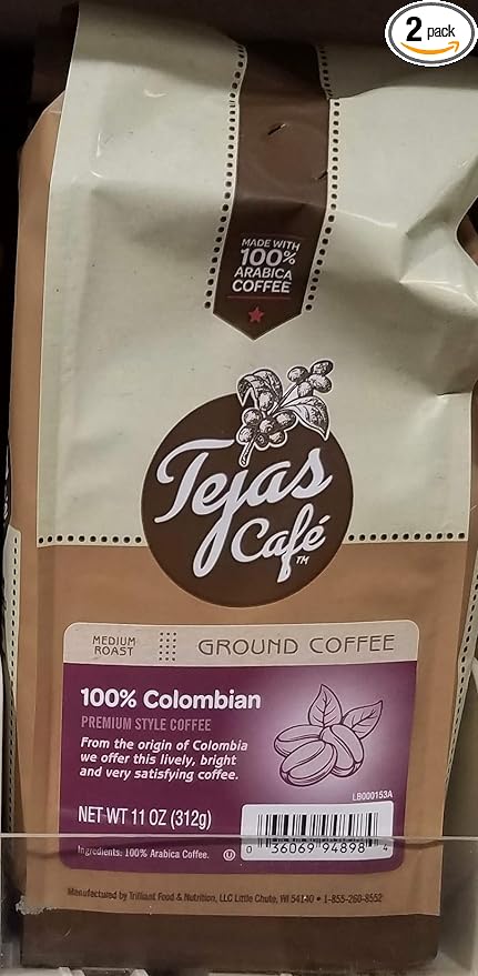 Tejas Cafe 100% Colombian Ground Coffee 11 oz (Pack of 2)